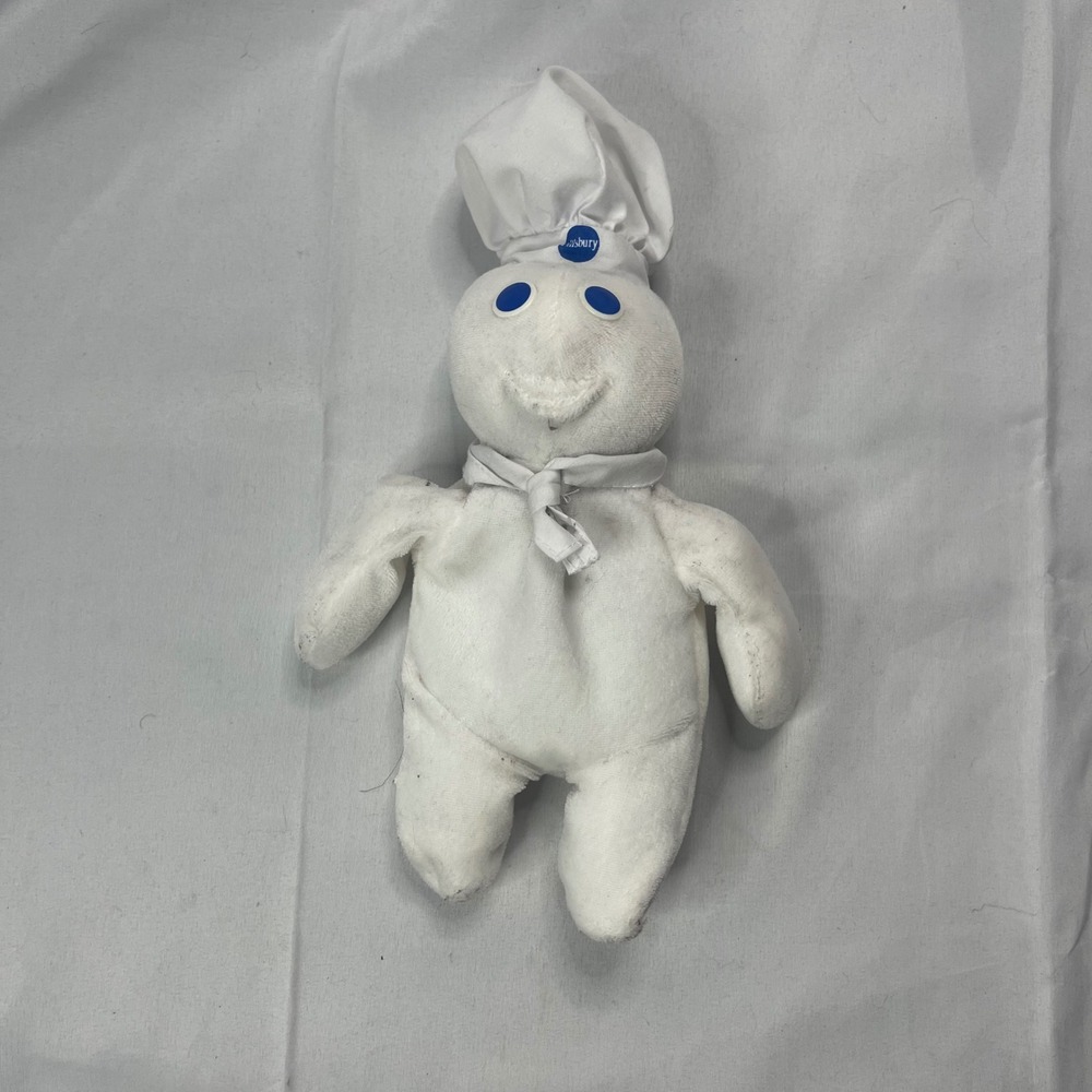 Vintage 1997 Pillsbury Doughboy Bean Bag Plush Dakin Poppin Fresh White 7 inch